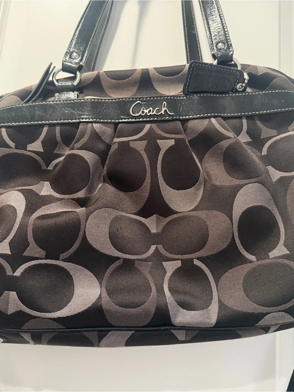 Coach Black and Gray Signature Tote with Removable Strap